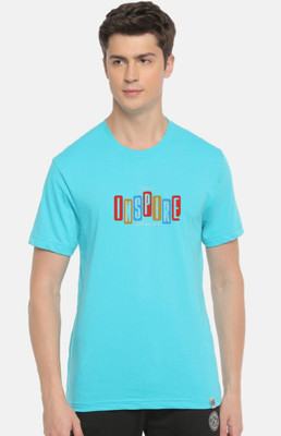 ROHITGARMENTS Printed Men Round Neck Light Blue T-Shirt