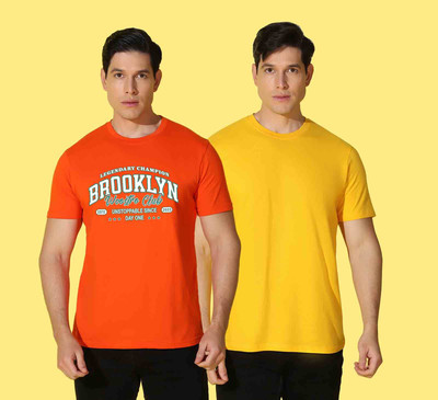 WOOSTRO Printed, Solid Men Round Neck Multicolor T-Shirt