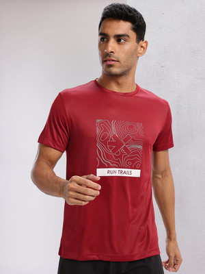 HRX by Hrithik Roshan Printed Men Round Neck Maroon T-Shirt