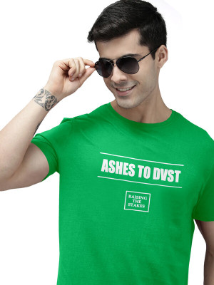 FOX PLAY Printed, Typography Men Round Neck Light Green T-Shirt