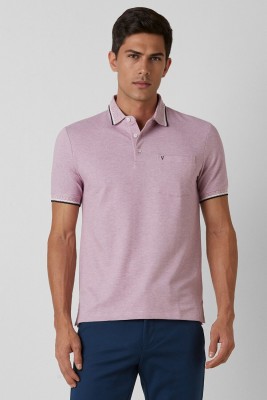 VAN HEUSEN Self Design Men Polo Neck Purple T-Shirt