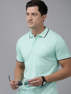 PROVOGUE Self Design Men Polo Neck Light Green T-Shirt