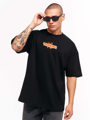 KLASSICVIEW Graphic Print Men Round Neck Black T-Shirt