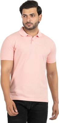 ANTILOOP Solid Men Polo Neck Pink T-Shirt