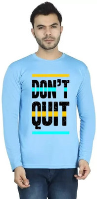 LV CARE Printed Men Round Neck Blue T-Shirt