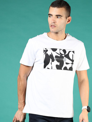 V-MART Printed Men Round Neck White T-Shirt