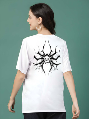 Kaido Printed Women Round Neck White T-Shirt