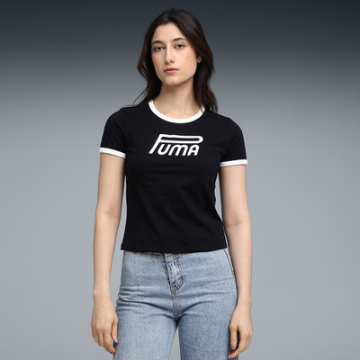 PUMA Graphic Print Women Round Neck Black T-Shirt