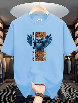 Magneto Printed Men Round Neck Light Blue T-Shirt
