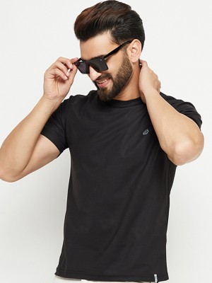 Nuovo Solid Men Round Neck Black T-Shirt