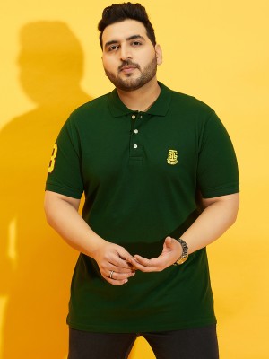 bigbanana Solid Men Polo Neck Dark Green T-Shirt