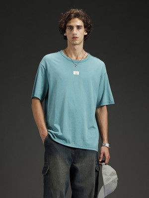 WROGN Solid Men Crew Neck Green T-Shirt