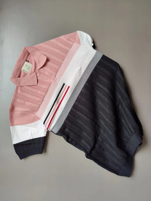 Grownk Self Design Men Polo Neck Pink T-Shirt