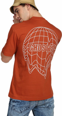 FLYING MACHINE Printed, Typography Men Round Neck Orange T-Shirt
