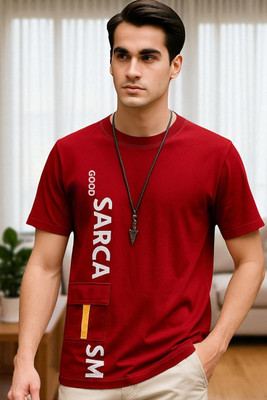 FAOES Printed Men Round Neck Red T-Shirt