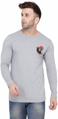 Money Leaf Solid Men Round Neck Silver T-Shirt