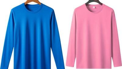 lalita creation Solid Men Round Neck Blue, Pink T-Shirt