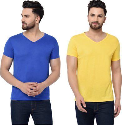 Adorbs Trend Solid Men V Neck White T-Shirt