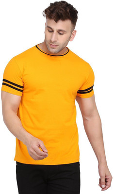 GEUM Solid Men Round Neck Yellow T-Shirt