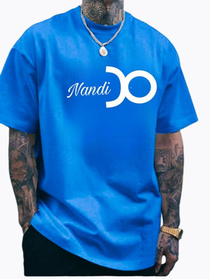 BLOSSOMTRADER Printed Men Round Neck Blue T-Shirt