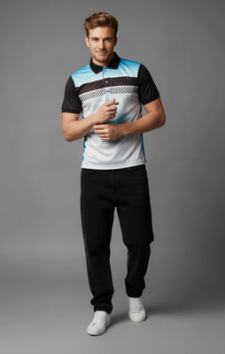 lookswala Printed Men Polo Neck Multicolor T-Shirt