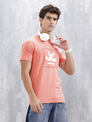 WROGN Solid Men Crew Neck Pink T-Shirt