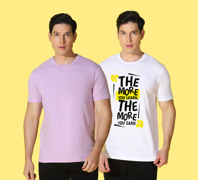 WOOSTRO Solid Men Round Neck Multicolor T-Shirt