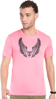 Go Devil Printed Men Round Neck Pink T-Shirt