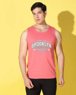 WOOSTRO Printed Men Scoop Neck Pink T-Shirt