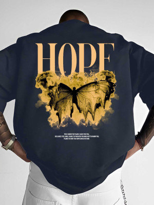 Macknit Printed Men Round Neck Navy Blue T-Shirt