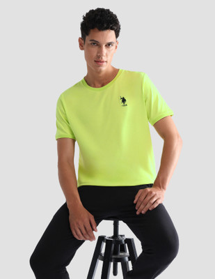 U.S. POLO ASSN. Solid Men Crew Neck Green T-Shirt