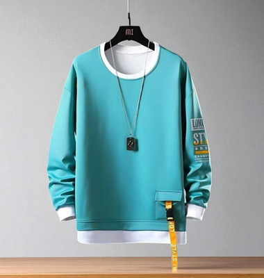 Autna Solid Men Round Neck Blue T-Shirt