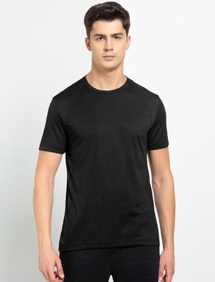 JOCKEY Solid Men Round Neck Black T-Shirt