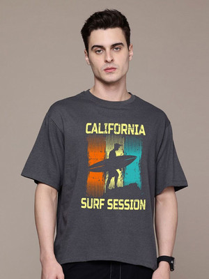 Moda Rapido Graphic Print Men Round Neck Grey T-Shirt