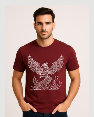 VORTILO Graphic Print Men Round Neck Maroon T-Shirt