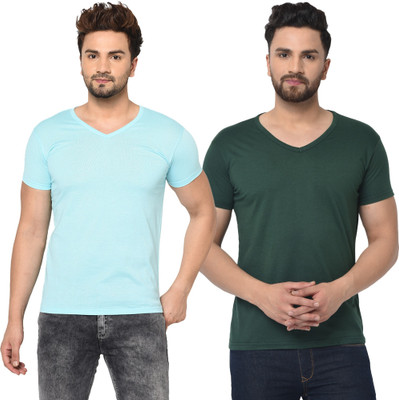 Tresna Trendy Solid Men V Neck Multicolor T-Shirt