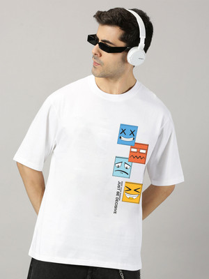 SLOWLORIS Graphic Print Men Round Neck White T-Shirt