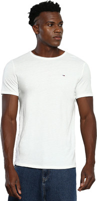 TOMMY HILFIGER Solid Men Round Neck White T-Shirt