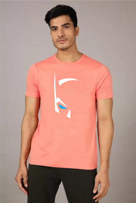 athro Graphic Print Men Round Neck Pink T-Shirt
