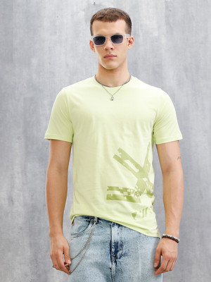 WROGN Solid Men Crew Neck Green T-Shirt