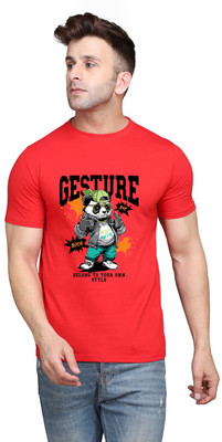 GEUM Graphic Print Men Round Neck Red T-Shirt