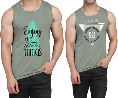 WOOSTRO Printed Men Scoop Neck Light Green T-Shirt