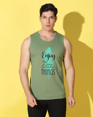 WOOSTRO Graphic Print Men Scoop Neck Light Green T-Shirt