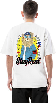 PUGAROO Printed Men Round Neck White T-Shirt