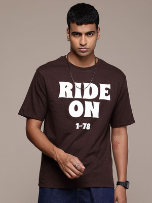R.Code by The Roadster Life Co. Graphic Print Men Round Neck Brown T-Shirt