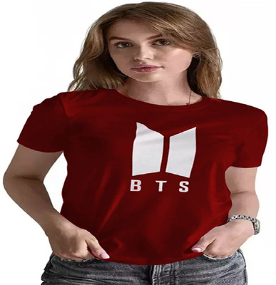 TARSHI Printed Women Round Neck Maroon T-Shirt