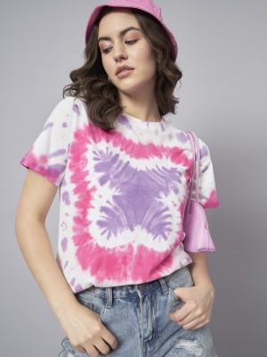 THE DRY STATE Tie & Dye Women Round Neck Multicolor T-Shirt