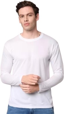 R ROCKIN TEES Solid Men Round Neck White T-Shirt