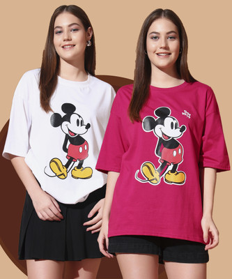 DISNEY by DreamBe Graphic Print Women Round Neck Multicolor T-Shirt