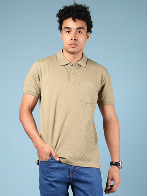 V-MART Self Design Men Polo Neck Green T-Shirt